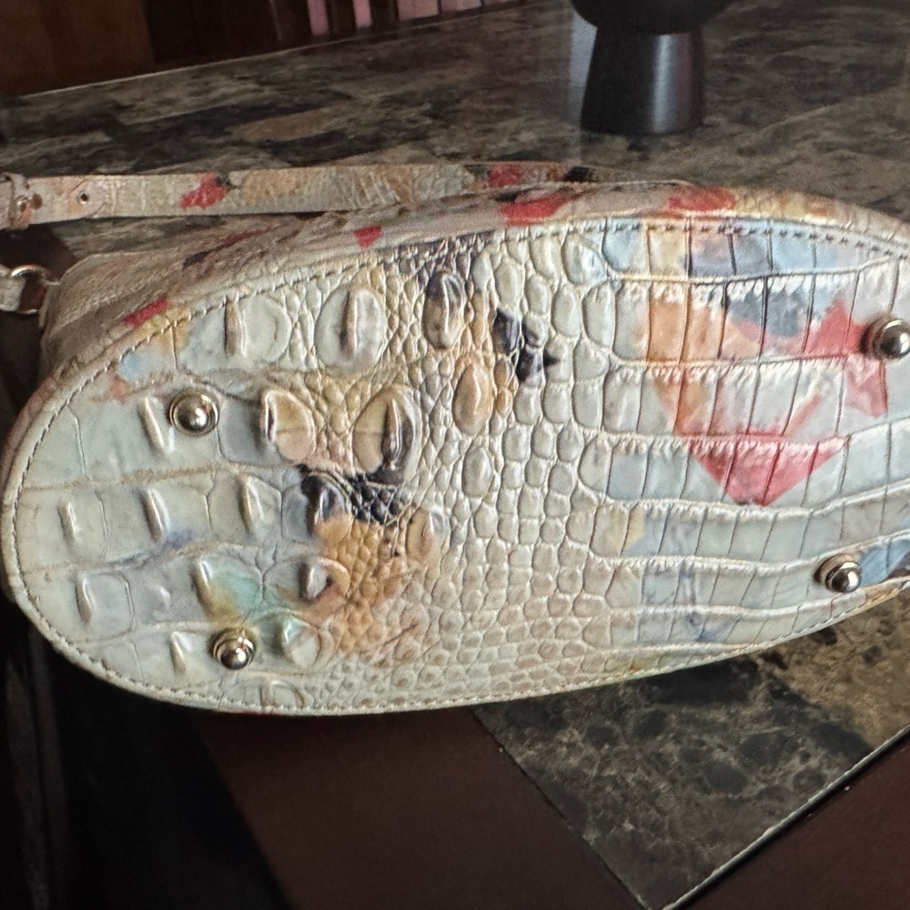 Elegant Multicolor Croc-Embossed Brahmin bag